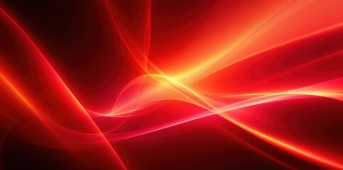 Poster - Dynamic red and orange abstract light waves with fluid motion