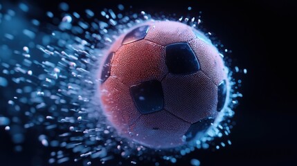 Wall Mural - Glowing Illuminated Football in Mid Flight Surrounded by Vibrant Dynamic Lighting and Splash Effects   Digital Rendering of a High Energy Sports Scene