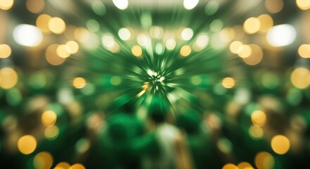 Poster - Vivid green and yellow bokeh with abstract light burst effect