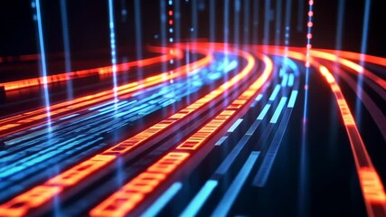 Aufkleber - Futuristic neon data highway with dynamic light trails and cyber movement