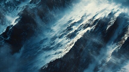 Poster - Mysterious swirling clouds, dramatic blue and gray tones, surreal abstract art for captivating backgrounds or storytelling.