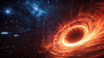 Canvas Print - fiery cosmic vortex: a stunning visualization of a black hole in deep space