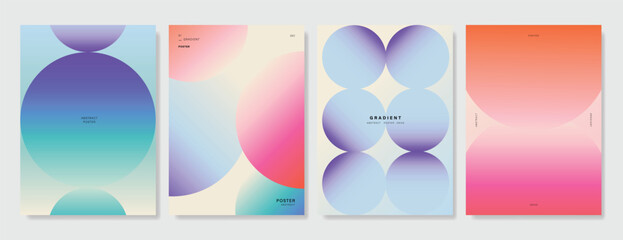 Wall Mural - Modern gradient poster background vector set. Minimalist cover template with vibrant perspective geometric prism shapes in blurred. Ideal design for social media, cover, banner, flyer.