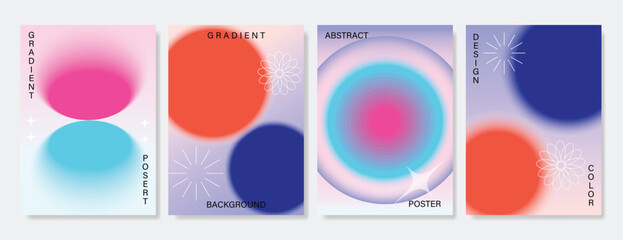 Wall Mural - modern gradient poster background vector set. minimalist cover template with vibrant perspective geo