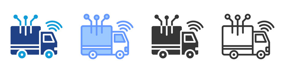 Poster - Autonomous vehicle icon set multiple style collection