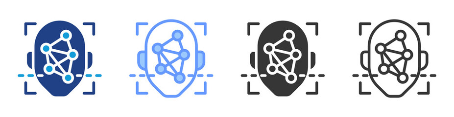 Aufkleber - Facial recognition icon set multiple style collection
