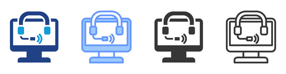 Poster - Virtual assistant icon set multiple style collection