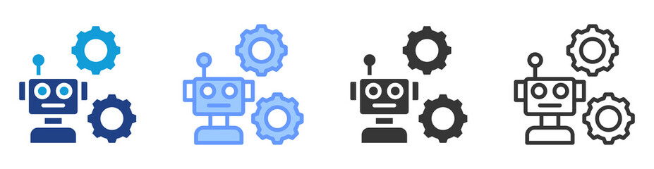 Poster - Robotic automation icon set multiple style collection