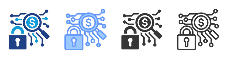 Poster - Fraud detection icon set multiple style collection