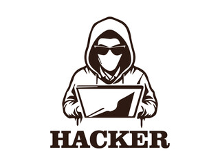 illustration hacker criminal security internet logo vector and background logo veckor hacker and shi