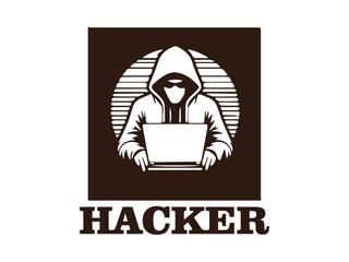 illustration hacker criminal security internet logo vector and background logo veckor hacker and shi