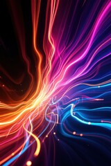 Poster - Dynamic abstract light streaks in vibrant neon colors creating a mesmerizing visual flow