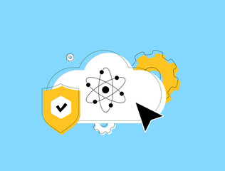 Poster - Cloud-based quantum computing - advanced data processing, secure encryption and high-performance computing. Quantum algorithms optimizing cloud infrastructure for innovation and computational power
