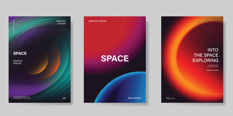 Wall Mural - planet and galaxy space card vector set. solar system with galaxy planets, asteroids, jupiter, satur