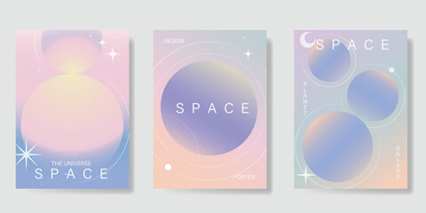 Wall Mural - planet and galaxy space card vector set. solar system with galaxy planets, asteroids, jupiter, satur