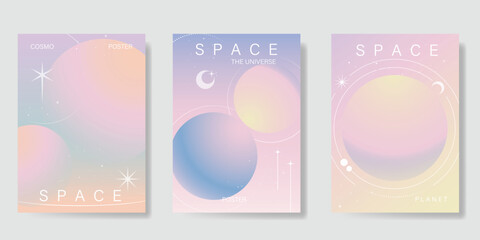 Wall Mural - planet and galaxy space card vector set. solar system with galaxy planets, asteroids, jupiter, satur