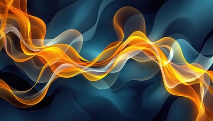 Poster - Vivid abstract design with flowing orange and blue wavy patterns