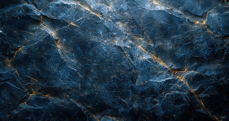 Poster - Dark marble texture with gold veins and intricate patterns on a natural stone surface