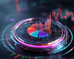 Poster - A 3D hologram of a pie chart analyzing voter engagement trends.