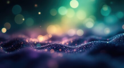 Poster - Abstract colorful light and bokeh effects in dark dreamy landscape