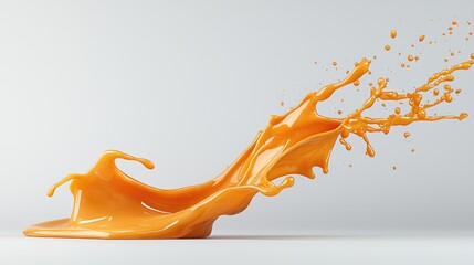 Wall Mural - Orange juice splash, dynamic flow, white background, food advertising