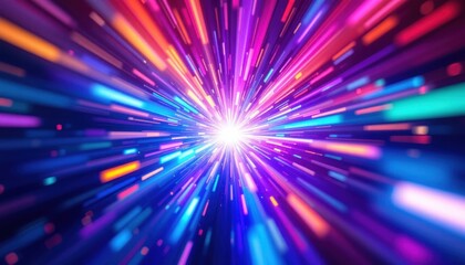 Poster - Vibrant neon light burst with dynamic abstract colors