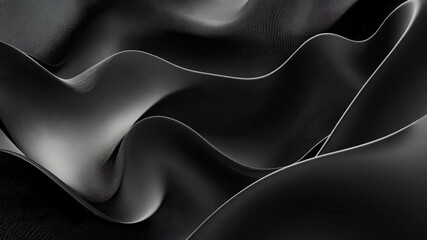 Poster - Dynamic flow of black silk waves in motion over textured surface