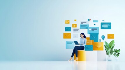Poster - A scene portraying customer interactions with marketing emails.