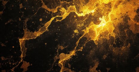 Poster - Abstract golden lightning streaks on dark background with textured pattern