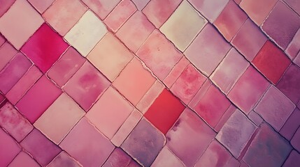 Poster - Colorful abstract pattern, vibrant geometrical shapes in shades of red and pink, perfect for creative projects and backgrounds.