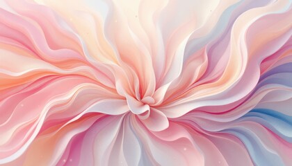 Poster - Abstract pastel floral design with flowing soft colorful petals