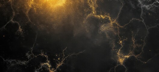 Poster - Golden light streaks on dark background with nebula effect