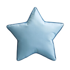 Poster - This image shows a light blue star-shaped pillow with a dark blue trim ideal for a child's bedroom.