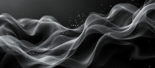 Poster - Abstract flowing translucent smoke waves on black background