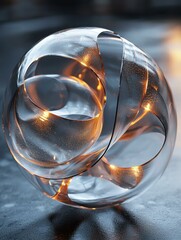 Poster - Abstract glass orb with glowing lights. AI.