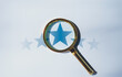 © LAONG - Positive feedback, Magnifying glass with five star, Excellent or good review result concept, Customer giving rating for experience or quality product and service, Opinion survey