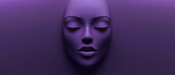 Wall Mural - Peaceful face in deep purple. AI.