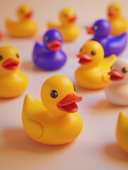 Canvas Print - Colorful rubber ducks. AI.