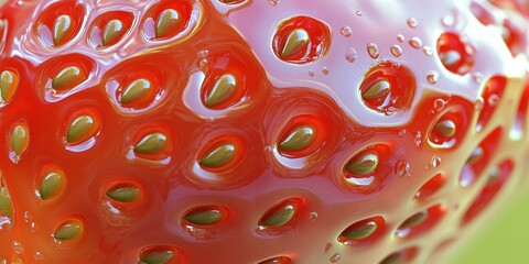 Wall Mural - Close up of a strawberry. AI.