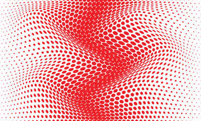 Poster - abstract simple red big to small dot wave pattern can be used background.