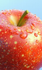 Canvas Print - Fresh apple with water droplets. AI.