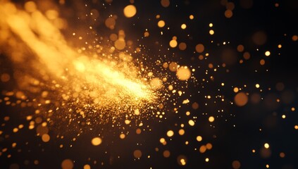 Wall Mural - golden sparks trail, dark background, bokeh, abstract, design