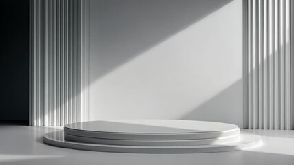 Poster - Minimalist abstract podium with dynamic shadows and light play