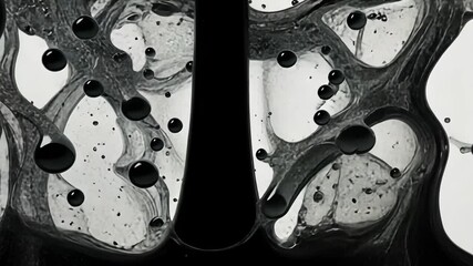 Poster - Flowing black liquid ripple effect with dynamic bubble patterns