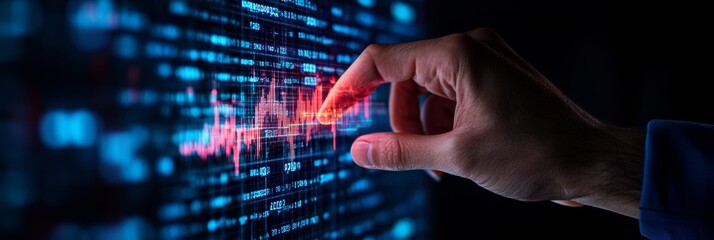Aufkleber - Interactive Data Visualization in Futuristic Workspace Touchscreen Display Analyzing Weather Patterns for Smart Business Solutions - Advanced Tech for Financial Forecasting