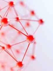 Fototapete - Futuristic Tech Graphic Glossy Red Network Nodes and Metallic Lines - Data Visualization for Modern IT Solutions and Connectivity Enhancements
