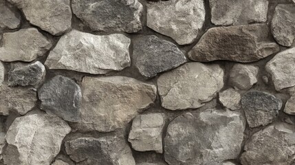 Poster - Seamless Pattern of Natural Stone Wall Texture Featuring Varied Shapes and Colors for Architectural and Design Applications