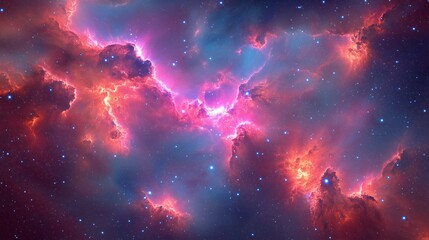 Wall Mural - Vibrant cosmic nebula with glowing magenta and cobalt space clouds