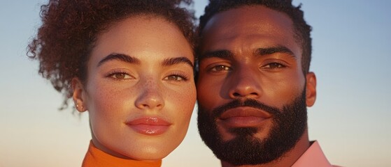 Poster - Modern Lifestyle Portraits Diverse Professionals Against Sunset Glow - Cultural Unity and Trend-Driven Branding for Inclusive Marketing Strategies