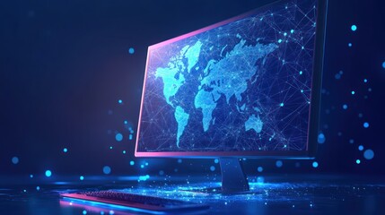 Poster - Global network connection displayed on a computer screen.